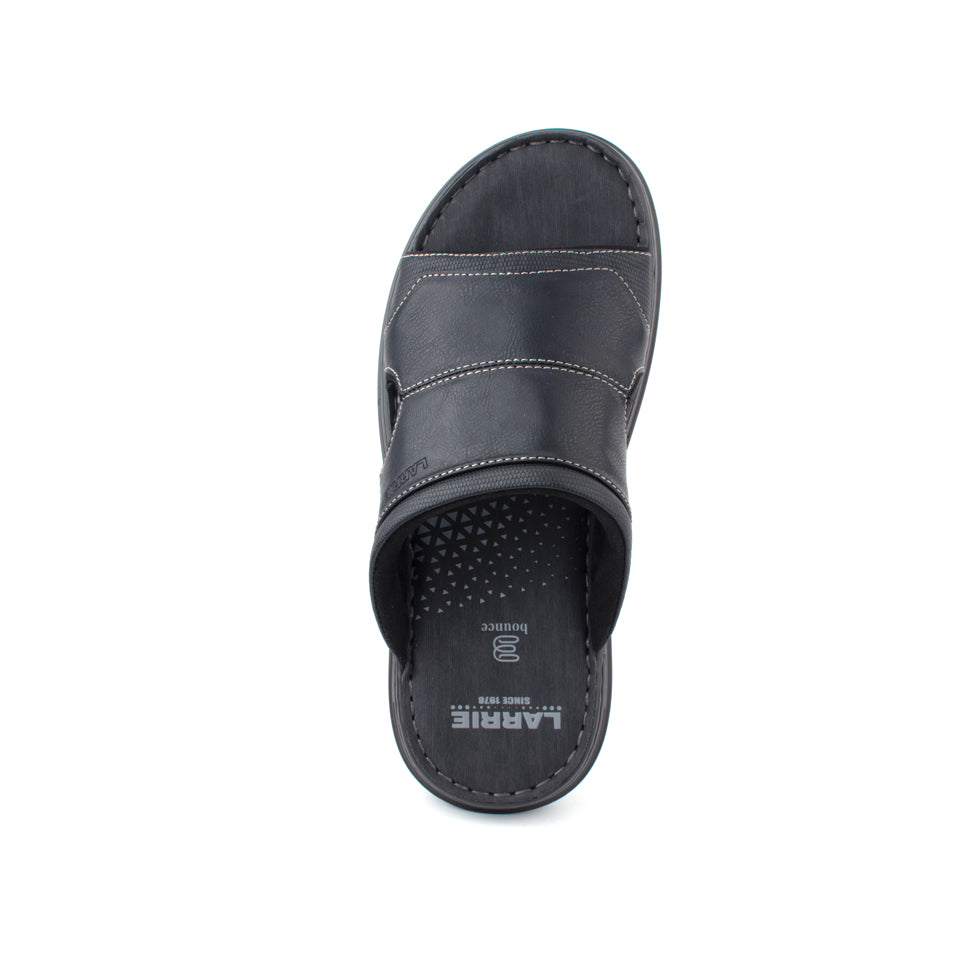LARRIE Men Black Microfiber Wide Walking Sandals (BIG SIZE)