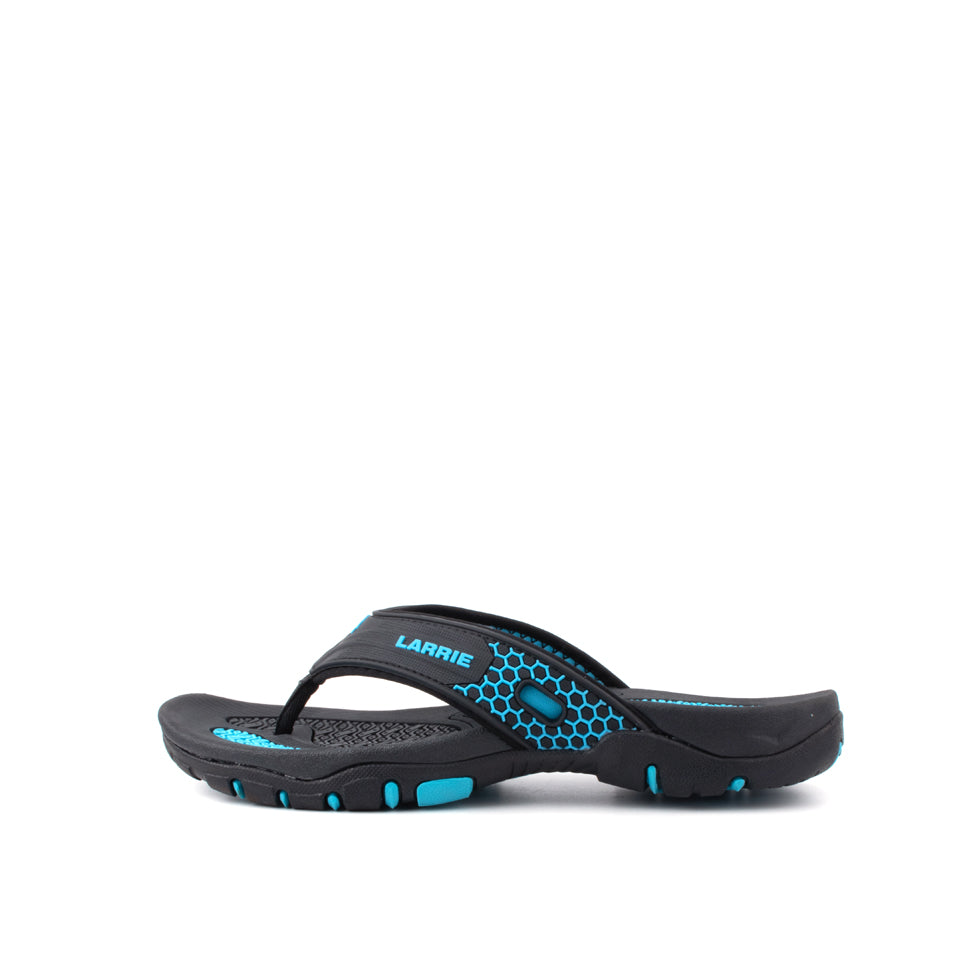 LARRIE Men Black Casual Comfort Flip Flops Thong Sandals Outdoor