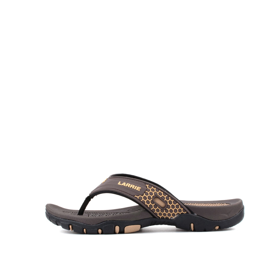 LARRIE Men Dark Brown Casual Comfort Flip Flops Thong Sandals Outdoor