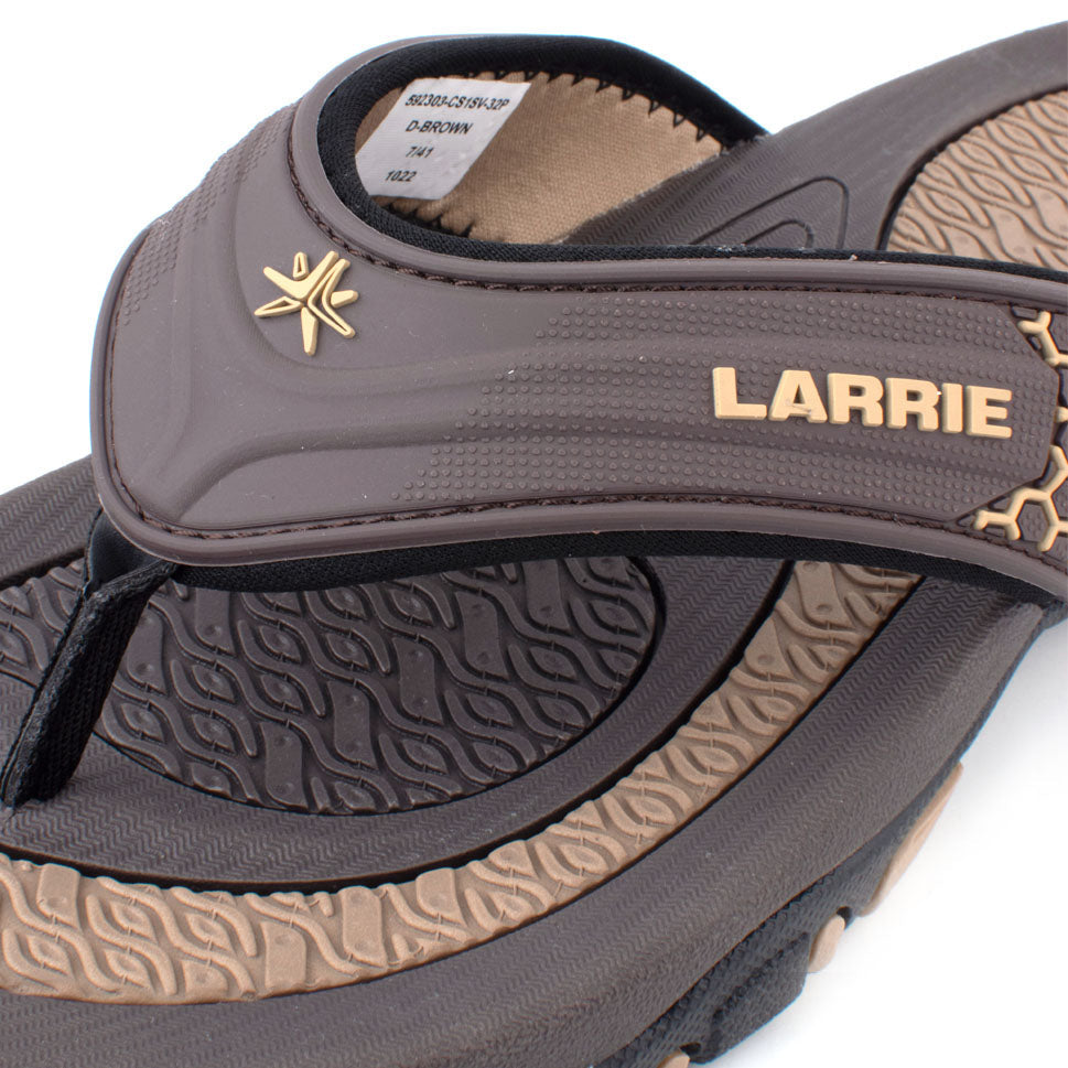 LARRIE Men Dark Brown Casual Comfort Flip Flops Thong Sandals Outdoor