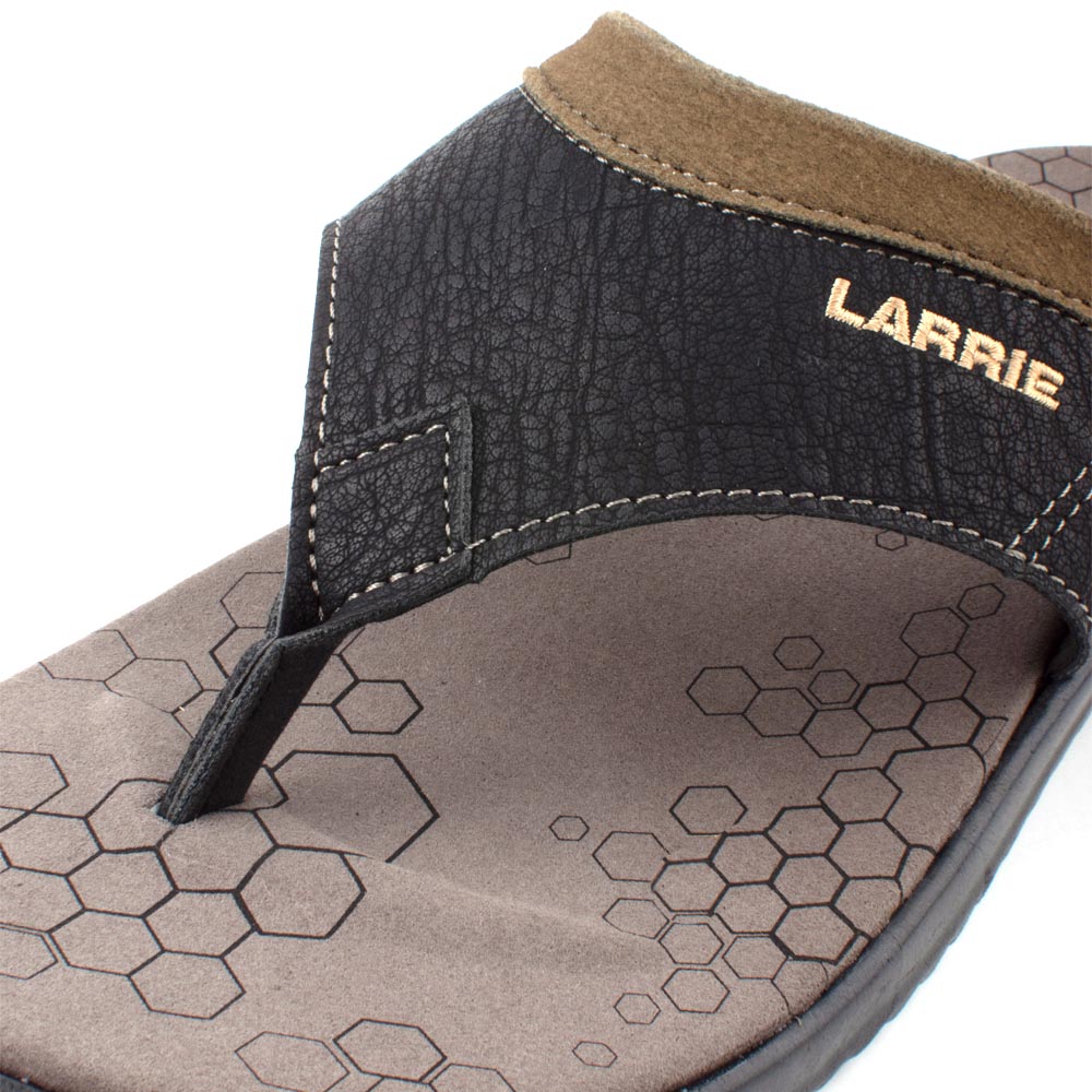 LARRIE 男士黑色 T 字带舒适步行凉鞋