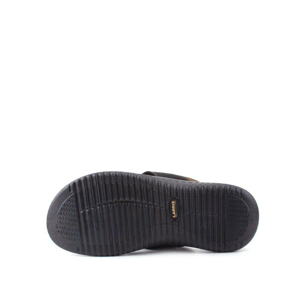 LARRIE Men Black T-Strap Comfort Walking Sandals