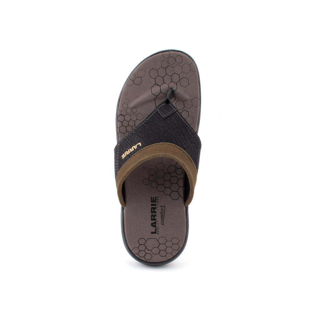 LARRIE Men Black T-Strap Comfort Sandal Berjalan