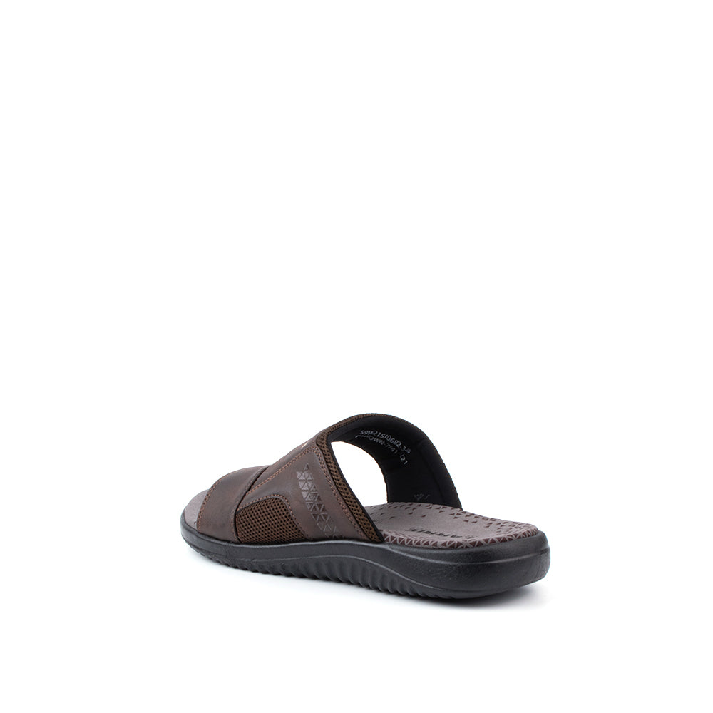 LARRIE Men Dark Brown Slide Sandals