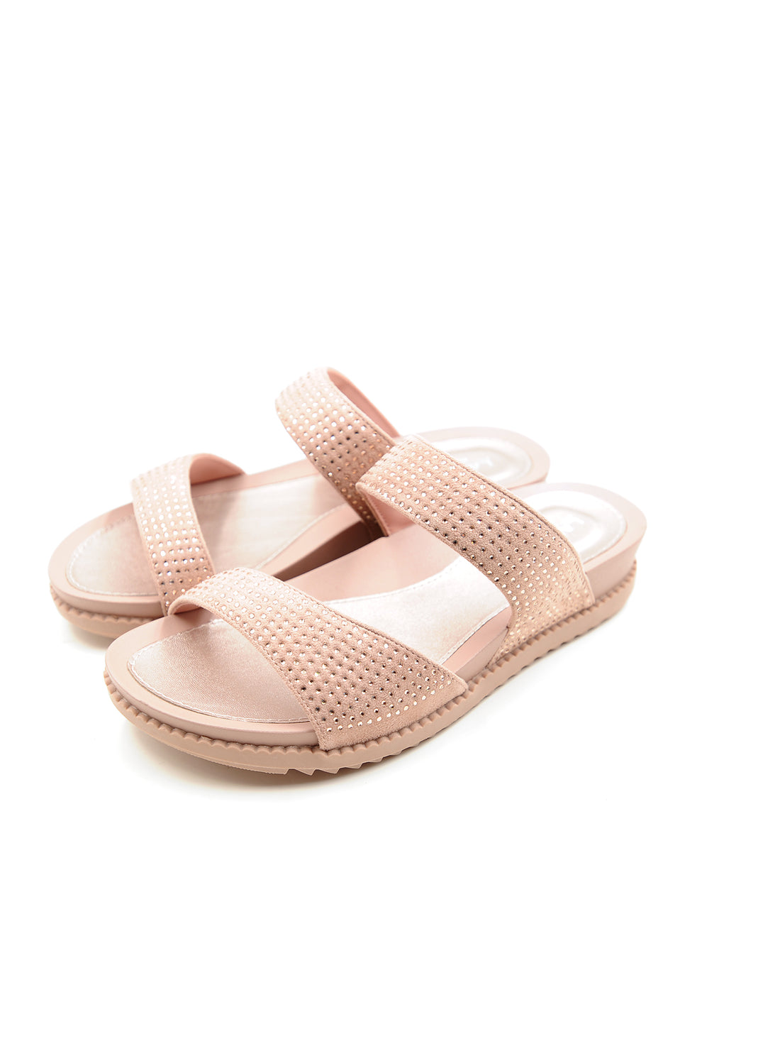 Larrie Pink Glitter Dual Strap Comfort Sandals