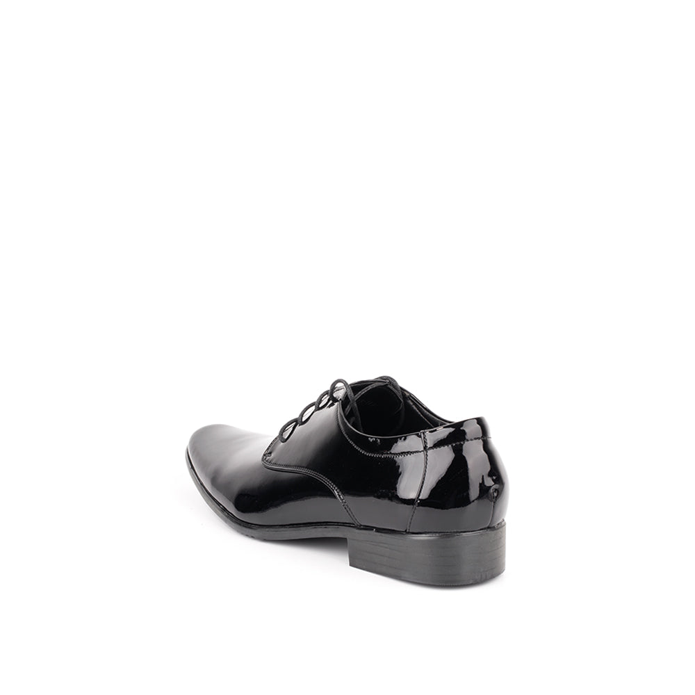 LR LARRIE Black Glossy Clean Cut Business Shoes
