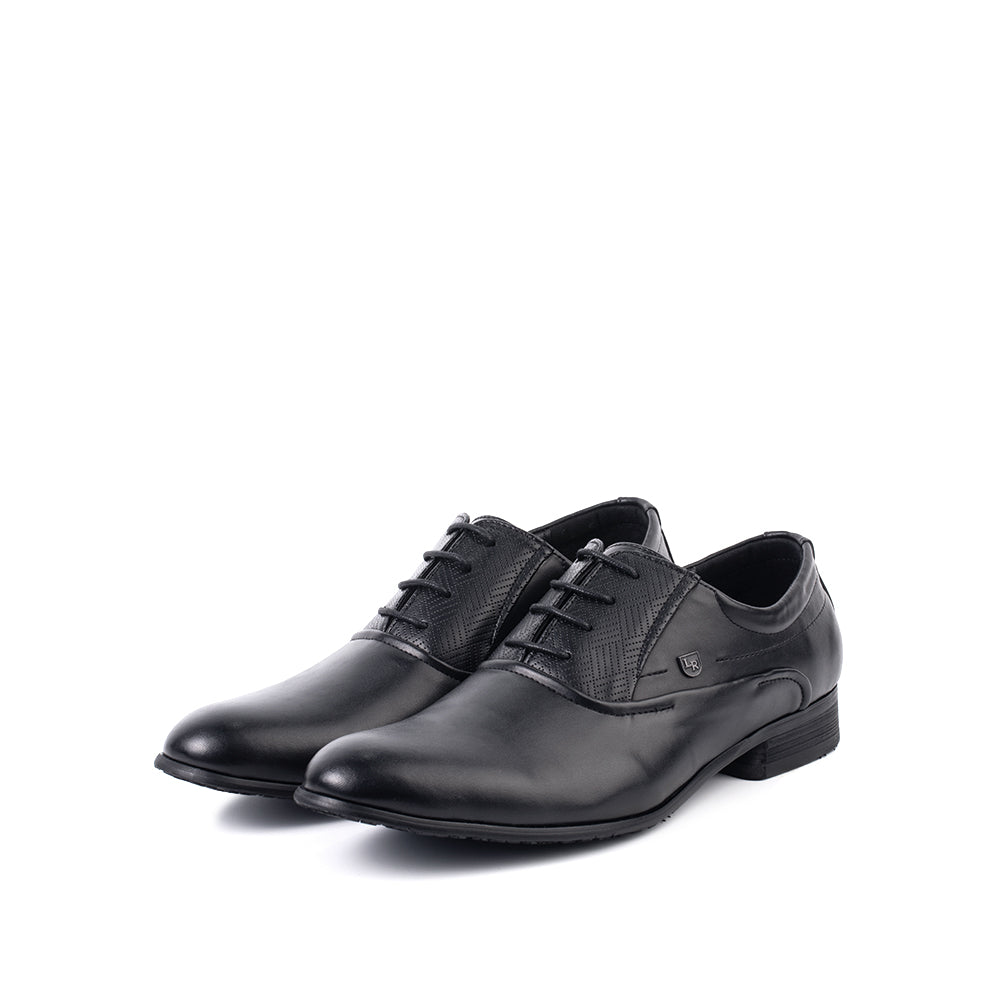 LR Larrie Black Classy Lace Up Detailed Business Shoes
