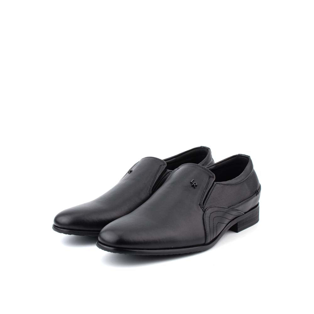 LR LARRIE Men's Black Smart Dress Formal Slip On Shoes