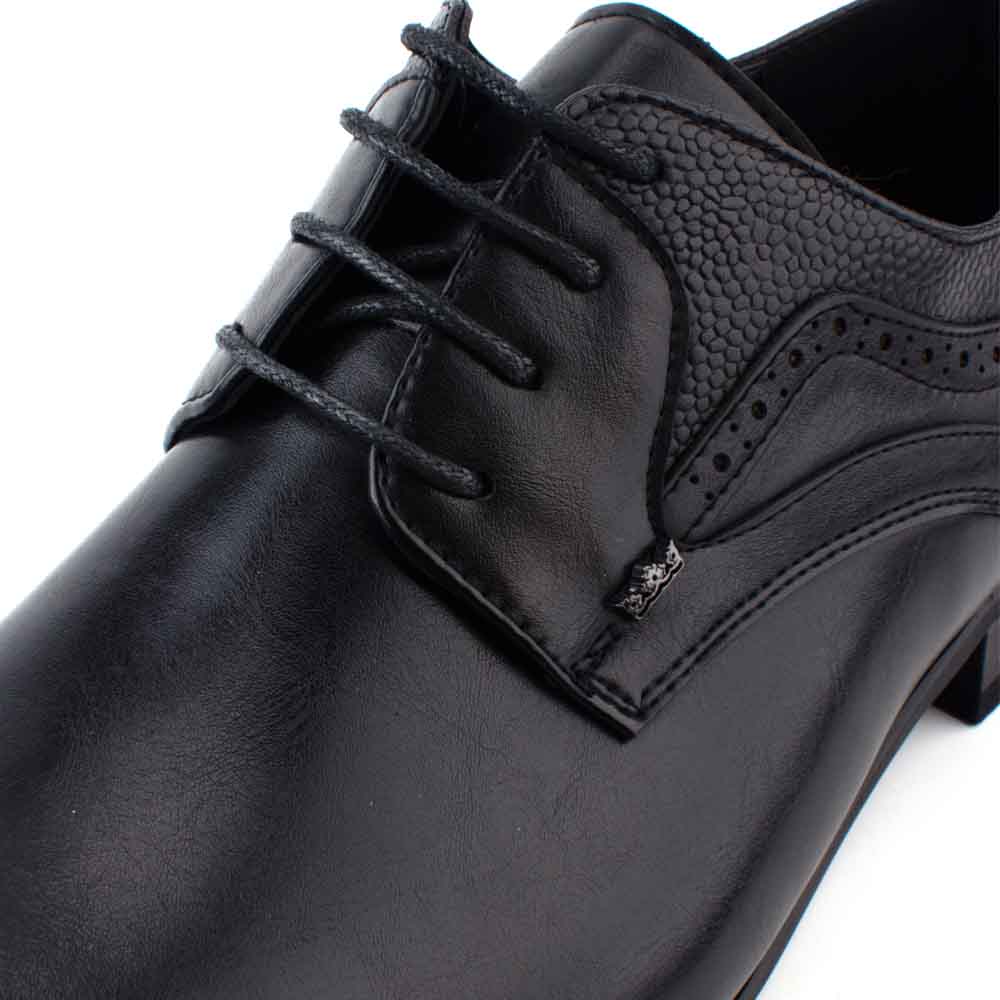 LR LARRIE Men Black Pointed Toe Smooth Executive Business Shoes with Lace