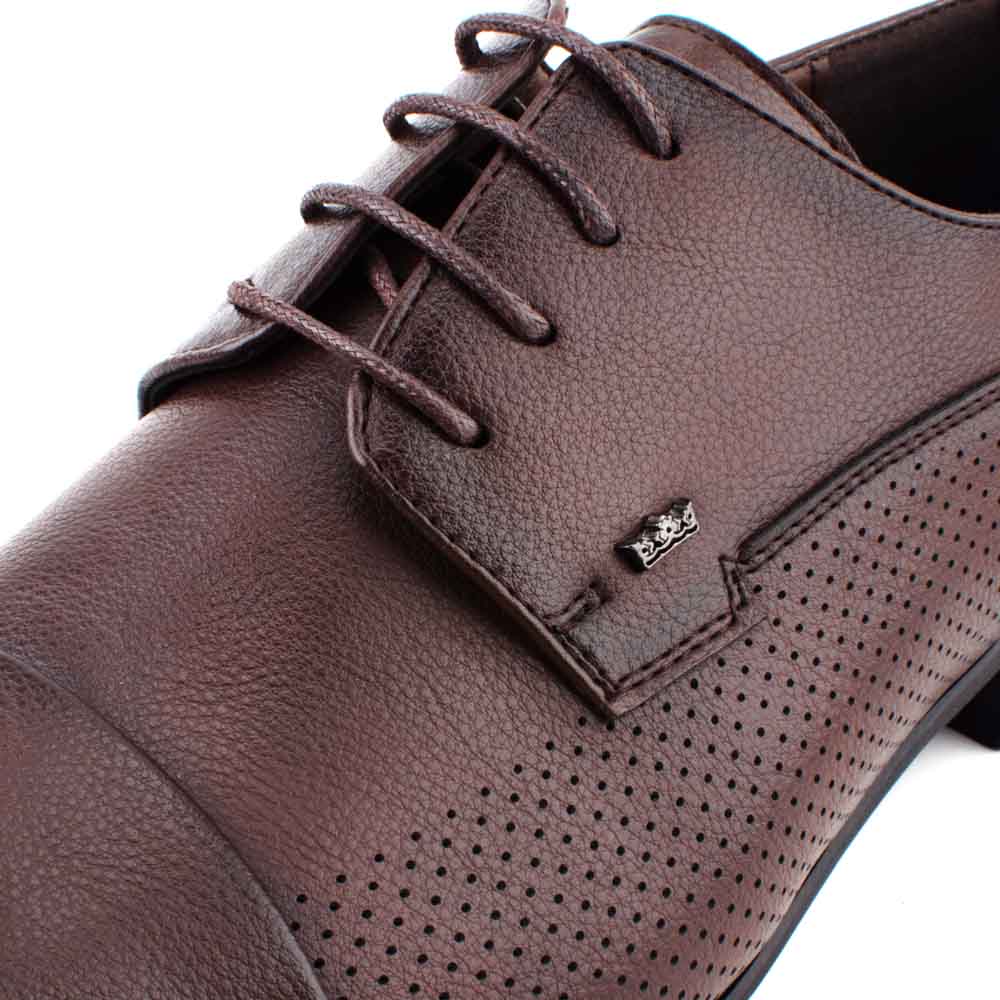 LR LARRIE Men Coffee Pointed Toe Smooth Executive Business Shoes with Lace