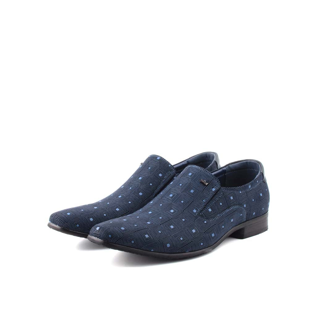 LR LARRIE Men Dark Blue Trendy Full Patterned Business Shoes