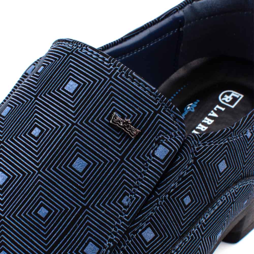LR LARRIE Men Dark Blue Trendy Full Patterned Business Shoes