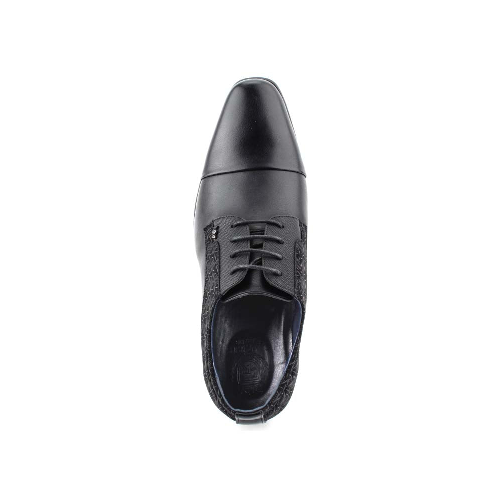 LR LARRIE 男士黑色双排设计封闭式蕾丝商务鞋
