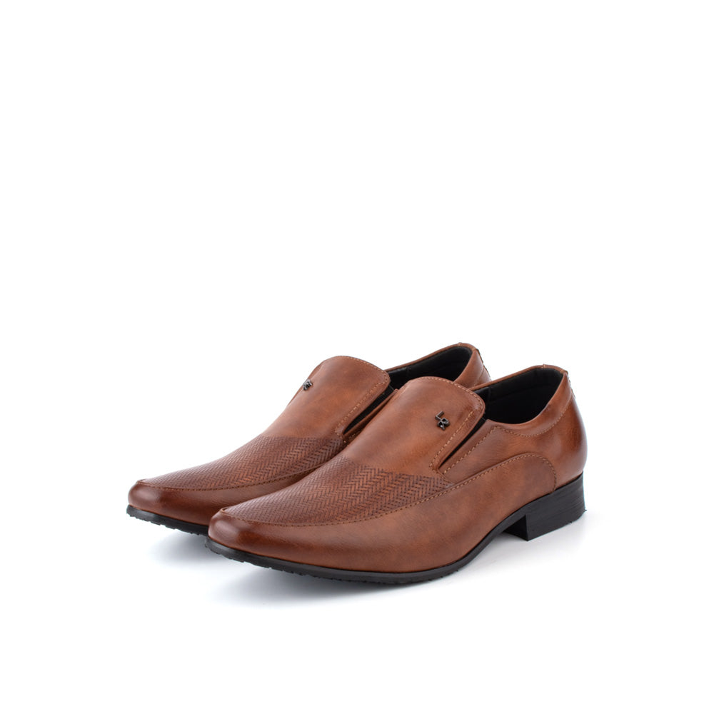 LR LARRIE Men's Slip On Brown Fancy Patterned Business Shoes