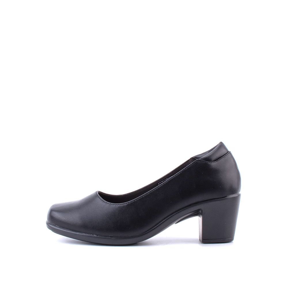 LARRIE Ladies Black Casual Comfort Slip-On Heels