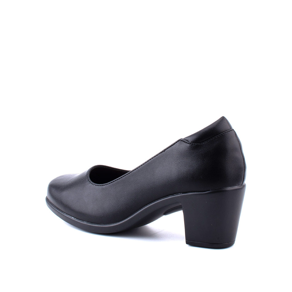 LARRIE Ladies Black Casual Comfort Slip-On Heels