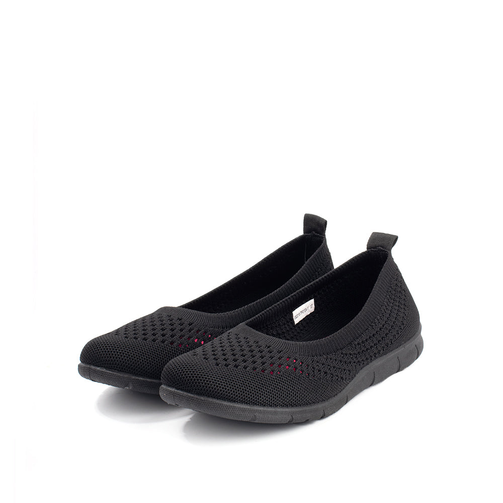 LARRIE Ladies Black Stretchable Casual Comfort Sneakers