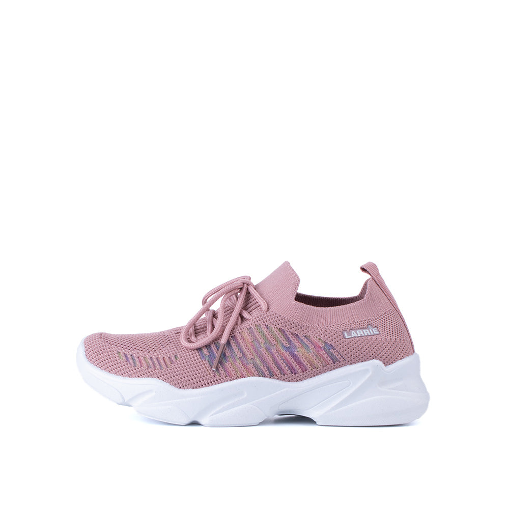 LARRIE Ladies Pink Lace Up Fit Lightweight Sneakers