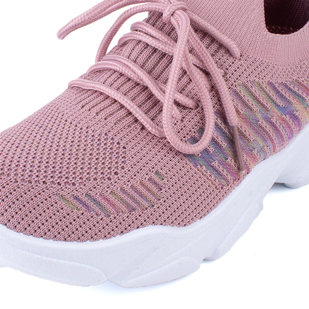 LARRIE Ladies Pink Lace Up Fit Lightweight Sneakers