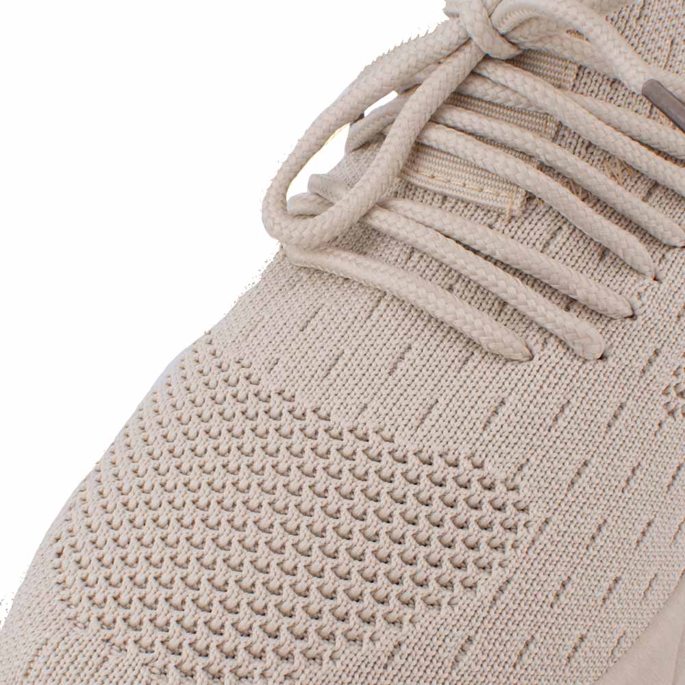 LARRIE Ladies Beige Lace Up Fit Cushioned Sneakers