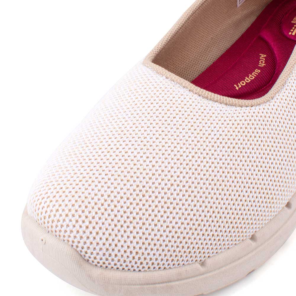 LARRIE Ladies Beige Stretchable Comfort Sneakers