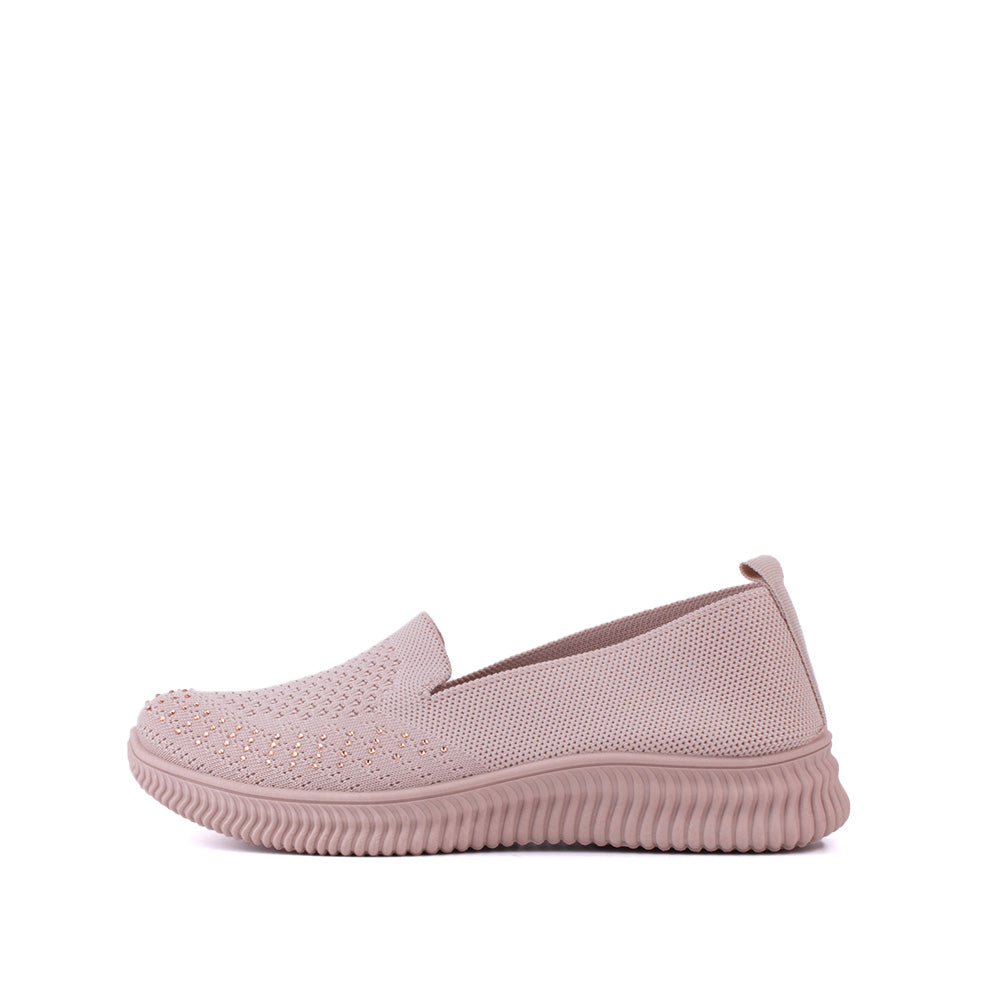 LARRIE Women Pink Glitter Coated Comfort Sporty Sneakers