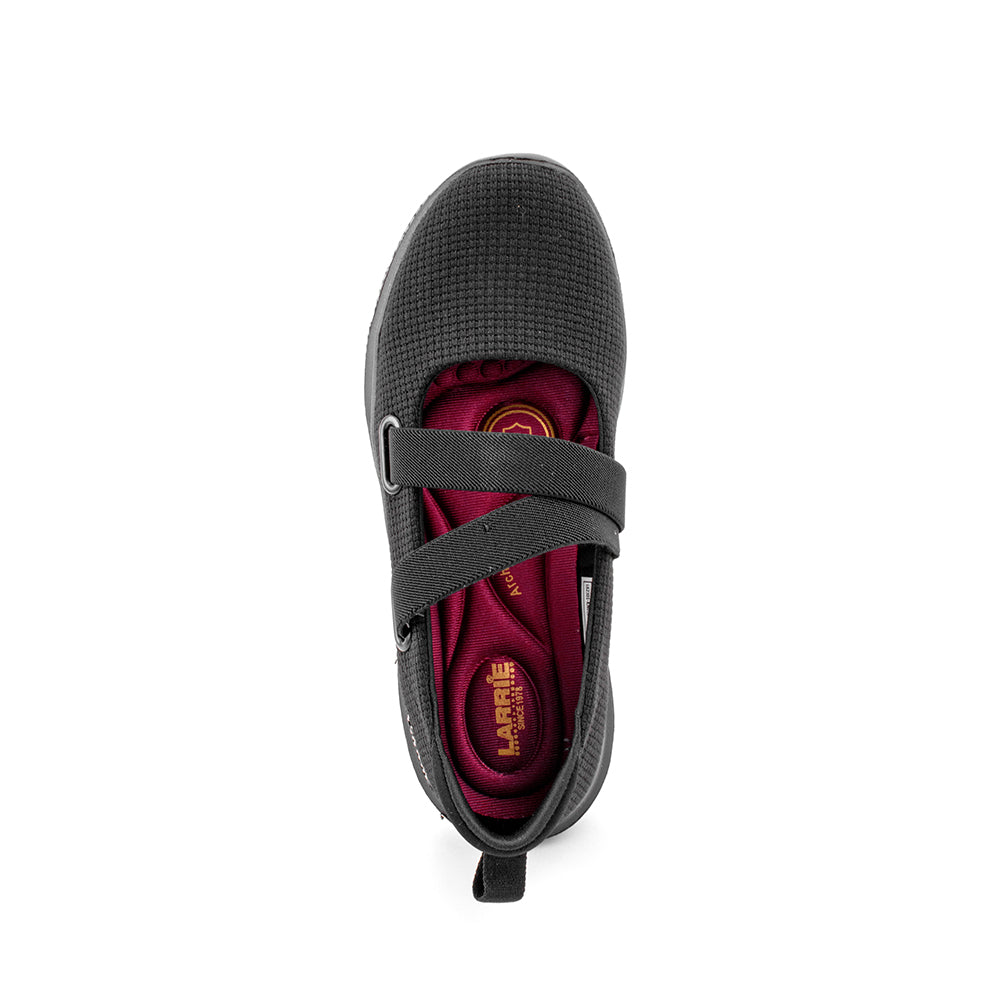 LARRIE Ladies Black Comfort Dual Strap Sporty Slip-Ons