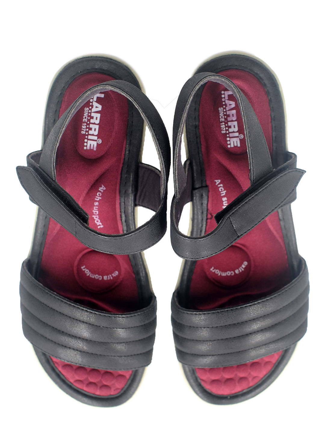 Larrie Women Black Velcro Straps Casual Sandals