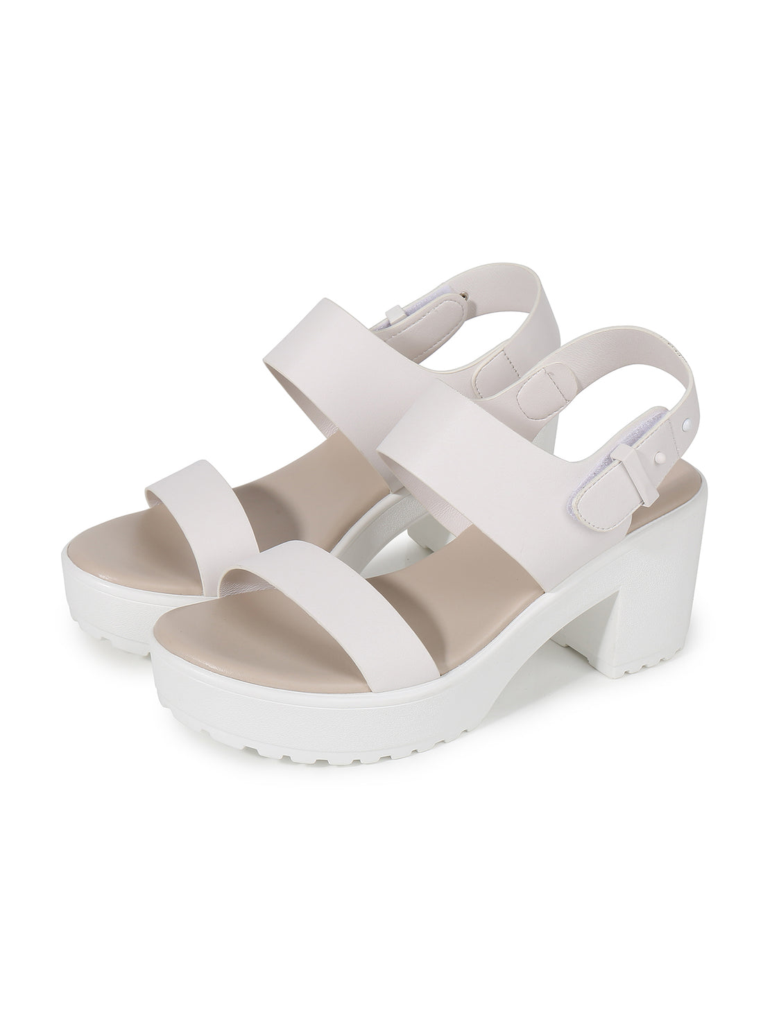 Larrie White Stylish Touch Vogue Heeled Sandals