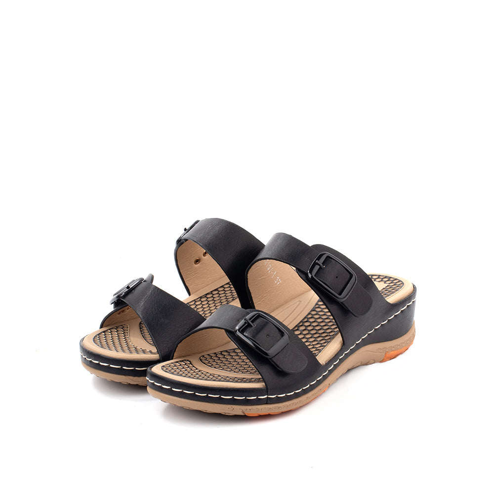 LARRIE Ladies Black Relaxation Casual Sandals
