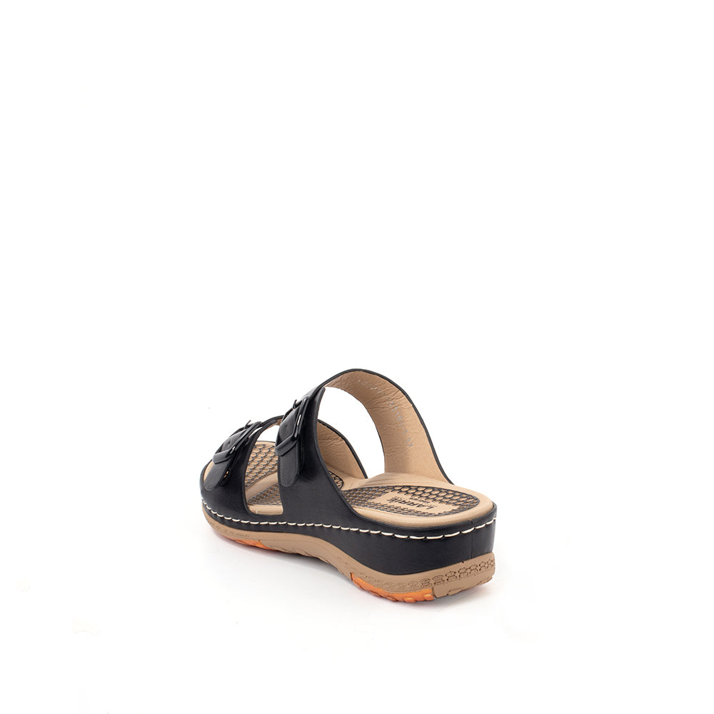 LARRIE Ladies Black Relaxation Casual Sandals