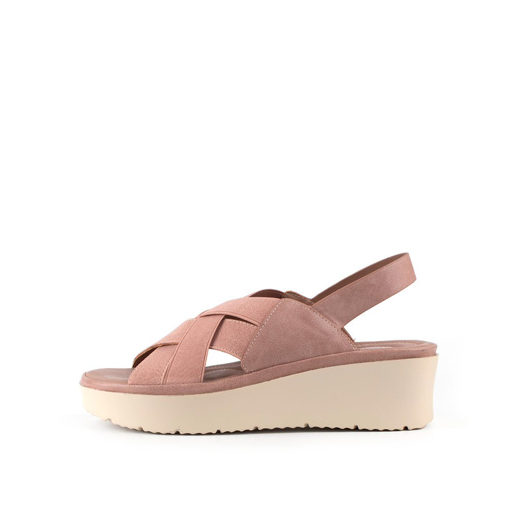 LARRIE Ladies Pink Elastic Strap Comfort Sandals