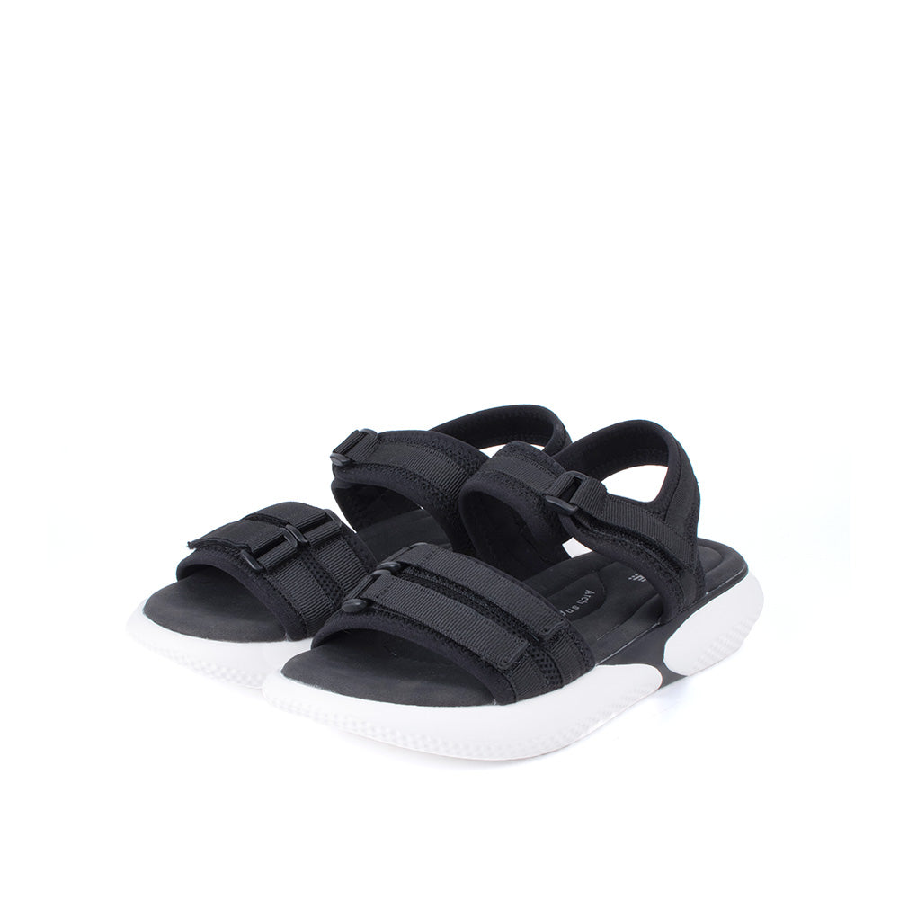 LARRIE Ladies Black Small Velcro Strap Comfort Sandals