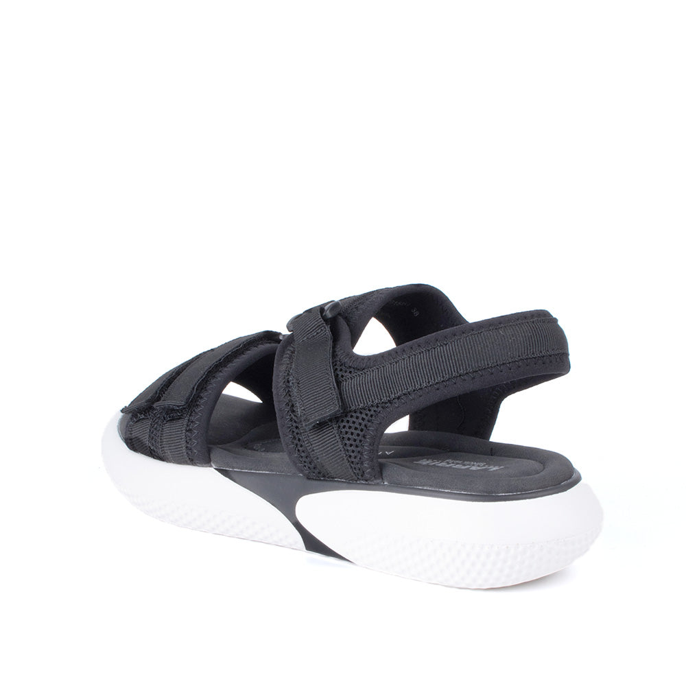 LARRIE Ladies Black Small Velcro Strap Comfort Sandals