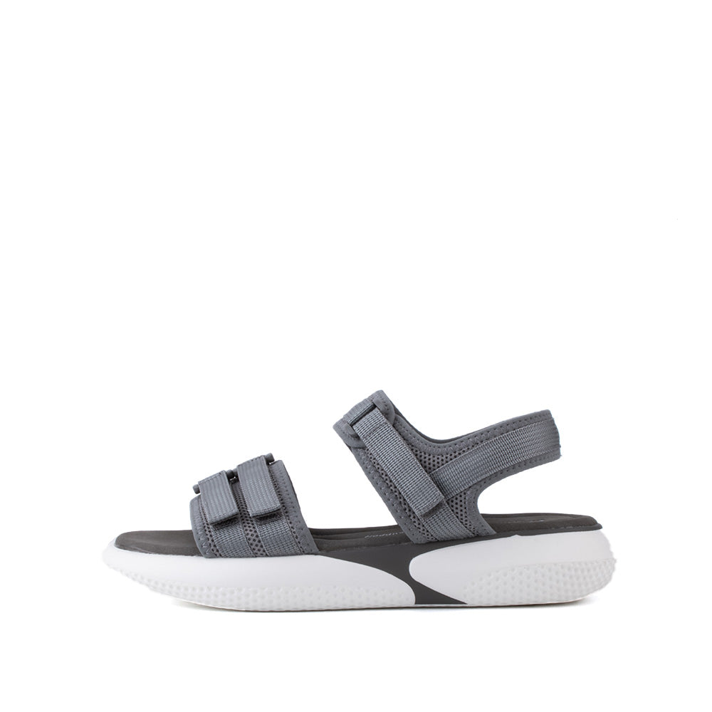 LARRIE Ladies Grey Small Velcro Strap Comfort Sandals