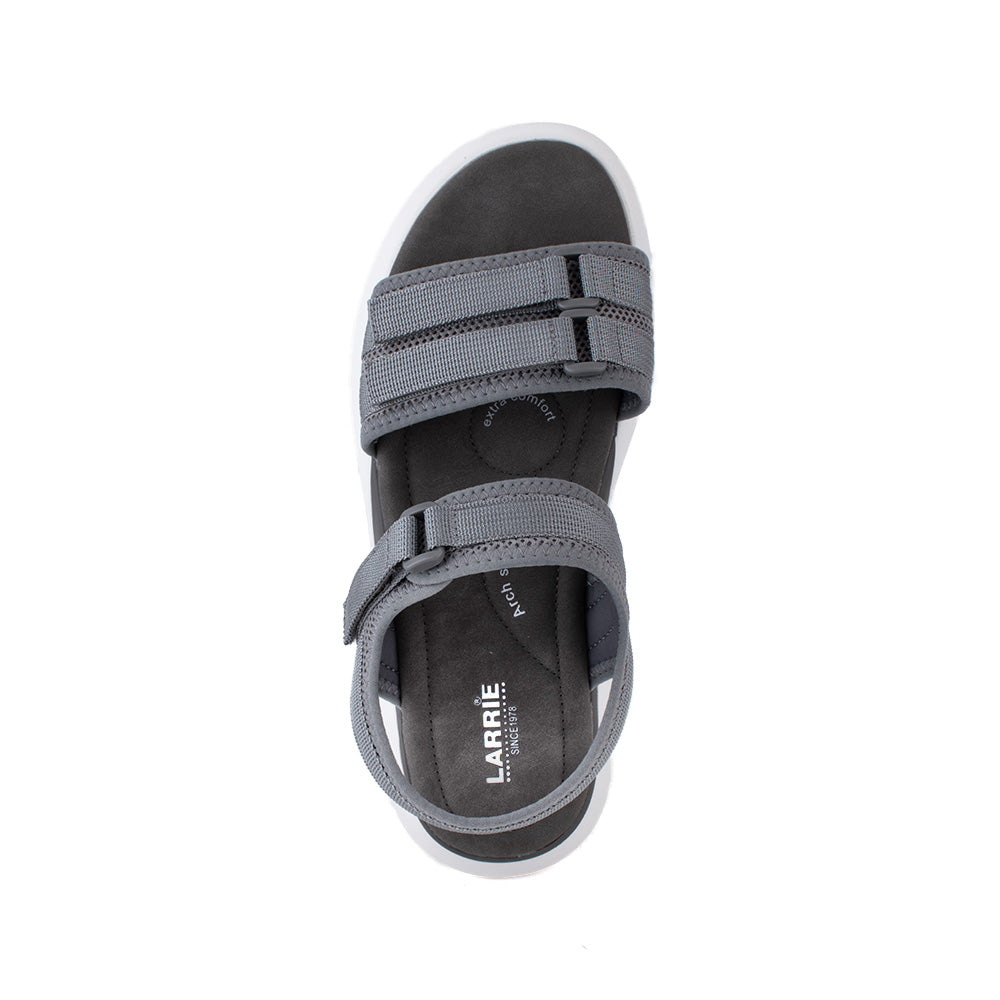 LARRIE Ladies Grey Small Velcro Strap Comfort Sandals