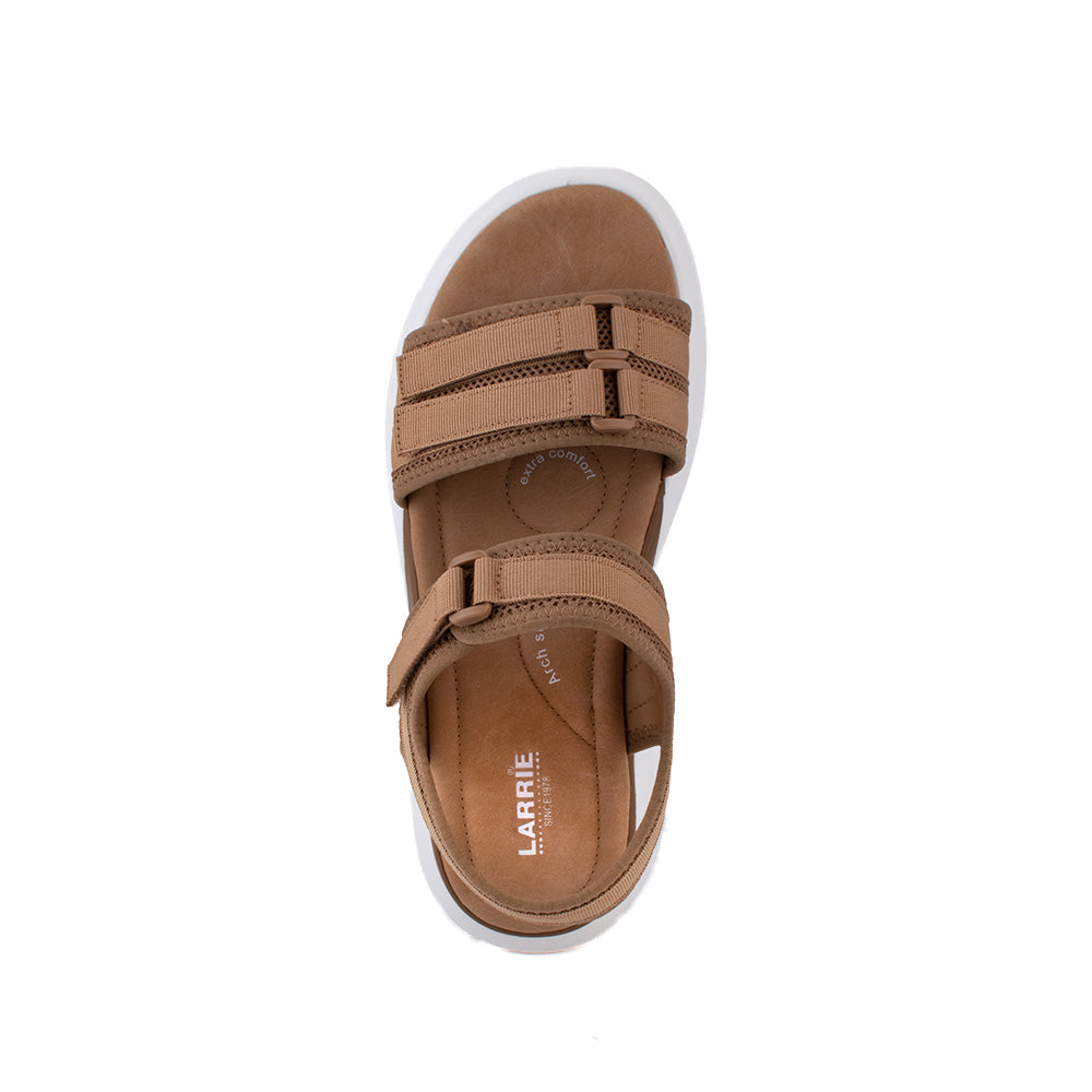 LARRIE Ladies Almond Small Velcro Strap Comfort Sandals