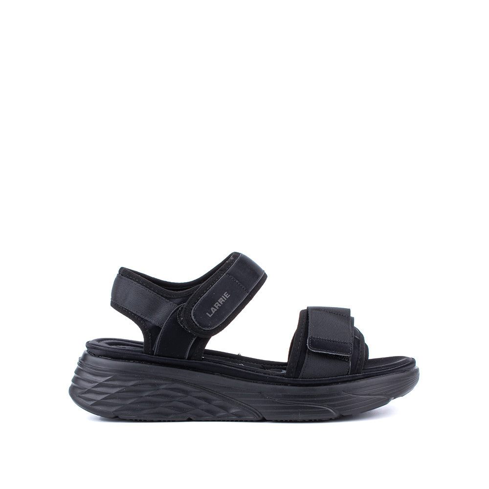 LARRIE Ladies Black Dual Velcro Strap Bounty Sandals