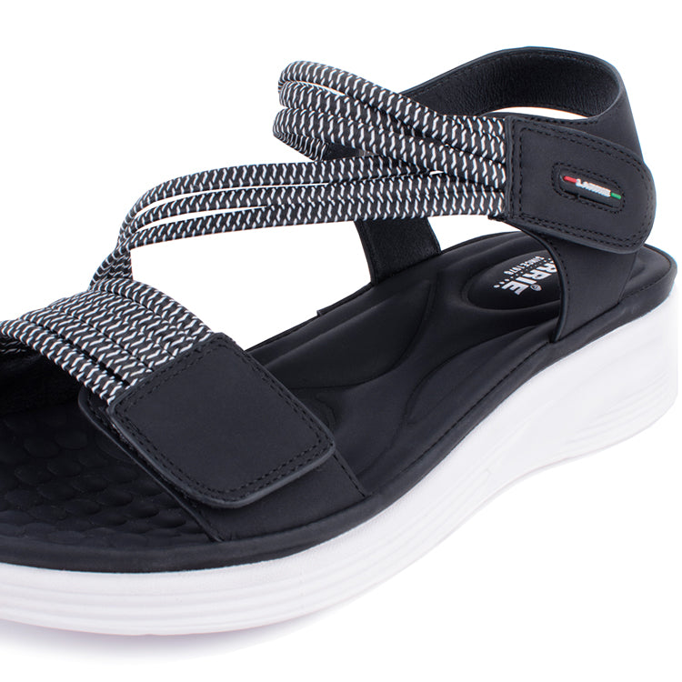 Larrie Ladies Black Strappy Sporty Sandals