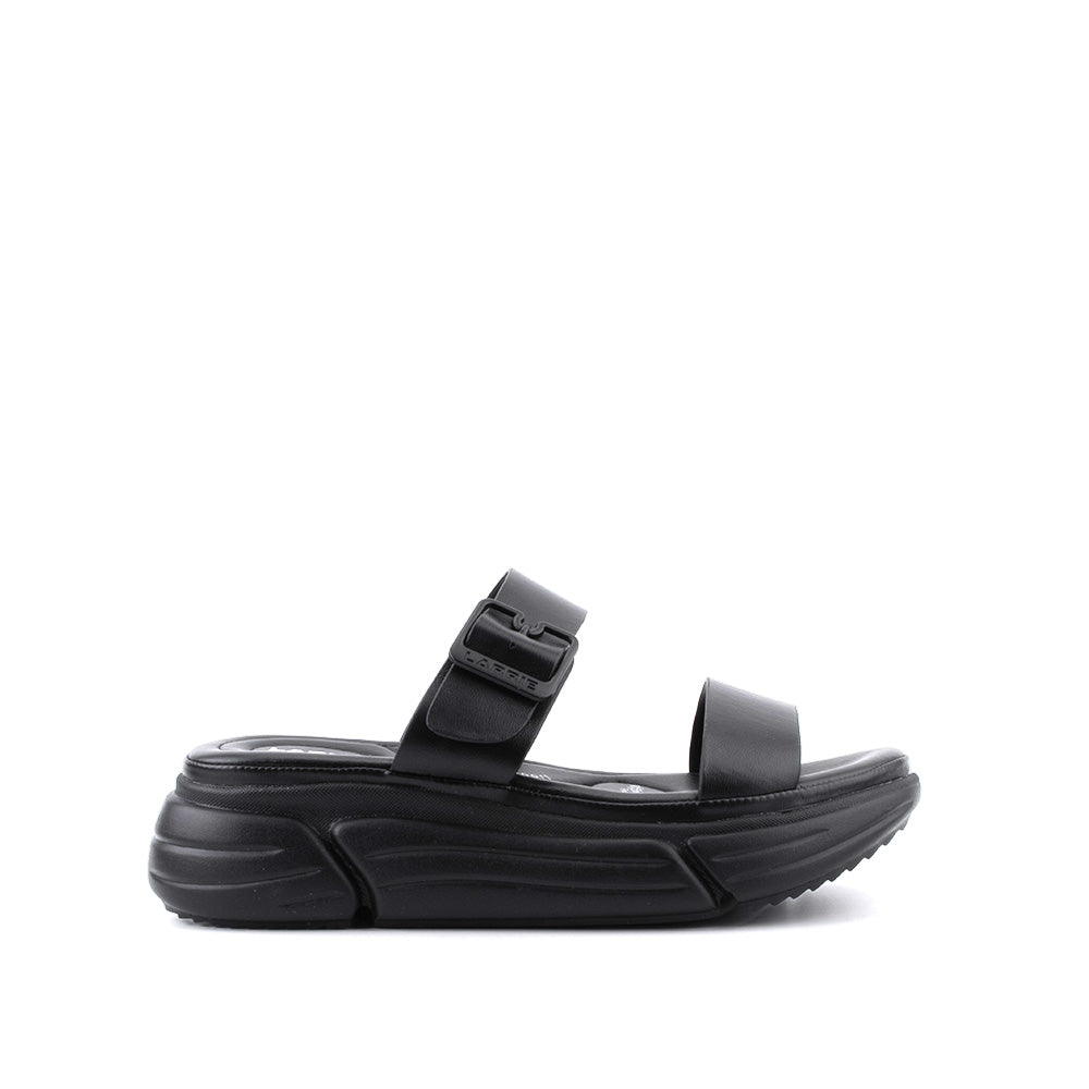 LARRIE Ladies Black Light Comfy Slip On Sandals