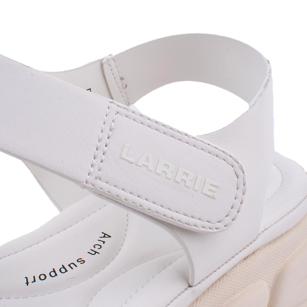 LARRIE Ladies White Velcro Strap Comfort Sandals