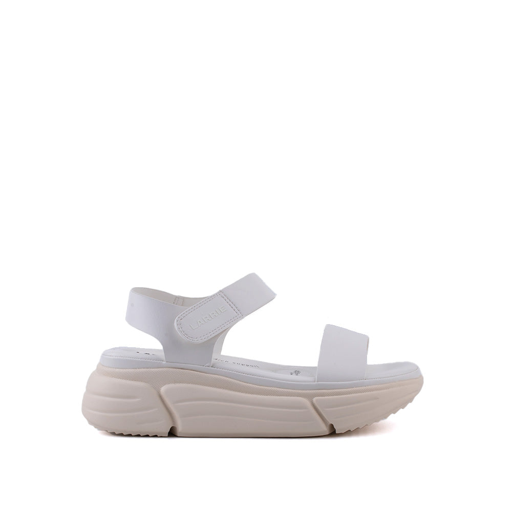 LARRIE Ladies White Velcro Strap Comfort Sandals